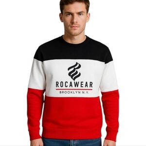 ​VTG Rocawear Brooklyn NY Colorblock Sweater Red White Navy Y2K Streetwear Small